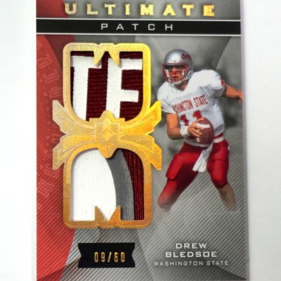 2013 UD Ultimate Drew Bledsoe Patch #'d /60 GU Patch w/ Letters & #'d! WSU - Picture 1 of 2
